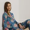 Shop Ralph Lauren Floral Cotton-blend Sateen Sleep Set In Blue Floral Print