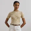 Ralph Lauren Petite Floral Cotton-blend Short-sleeve Sweater In Cream Multi