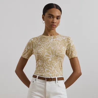 RALPH LAUREN RALPH LAUREN FLORAL COTTON-BLEND SHORT-SLEEVE SWEATER