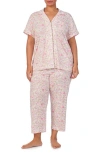 Ralph Lauren Lauren  Floral Crop Knit Pajamas In Pink Floral