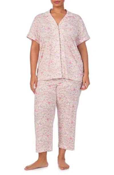Ralph Lauren Lauren  Floral Crop Knit Pajamas In Pink Floral