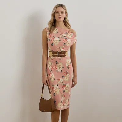 Ralph Lauren Floral Jersey Off-the-shoulder Dress In Pink Multi