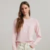 Shop Ralph Lauren Floral-logo Combed Cotton Sweater In Hint Of Pink