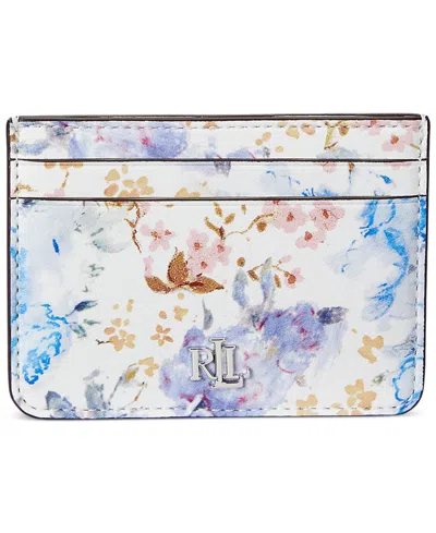 Lauren Ralph Lauren Floral Nappa Leather Card Case In Sur Mer Cr