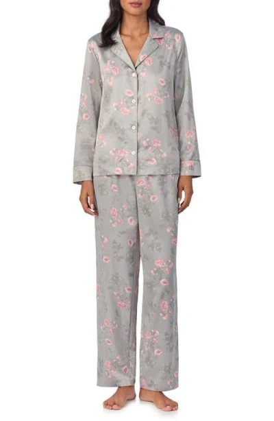 Ralph Lauren Lauren  Floral Notch Collar Pajamas In Grey Prt