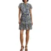 Ralph Lauren Plus Size Floral Ruffle-trim Georgette Dress In Blue Multi