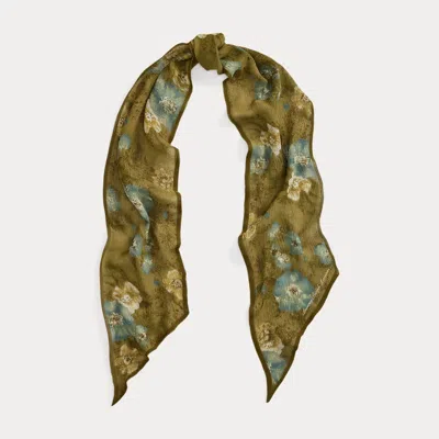 Ralph Lauren Floral Silk Scarf In Green