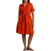 Ralph Lauren Tie-front Linen Shirtdress In Orange Lily