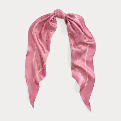 Ralph Lauren Geo-print Silk Diamond Scarf In Pink