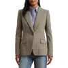 Ralph Lauren Lauren  Glen Plaid Cotton Blend Twill Blazer In Navy/tan Multi