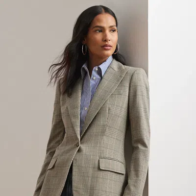 RALPH LAUREN GLEN PLAID COTTON-BLEND TWILL BLAZER