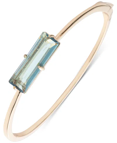 Lauren Ralph Lauren Gold-tone Baguette Stone Bangle Bracelet In Aqua Blue