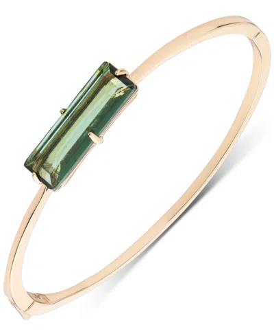 Lauren Ralph Lauren Gold-tone Baguette Stone Bangle Bracelet In Pink