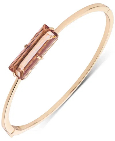Lauren Ralph Lauren Gold-tone Baguette Stone Bangle Bracelet In Light Pink