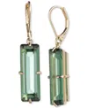 Ralph Lauren Gold-tone Baguette Stone Drop Earrings In Light Gree