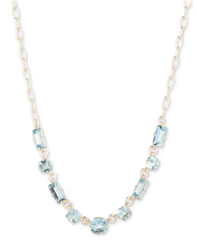 Lauren Ralph Lauren Gold-tone Baguette Stone Statement Necklace, 16" + 3" Extender In Aqua Blue