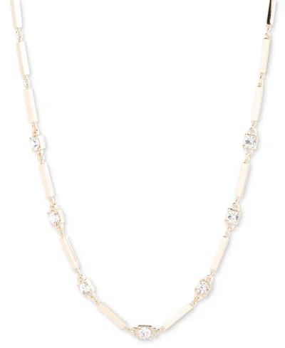 Lauren Ralph Lauren Gold-tone Bar & Crystal Collar Necklace, 16" + 3" Extender In Crystal Wh