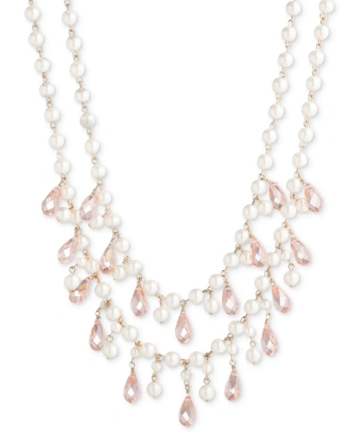 Lauren Ralph Lauren Gold-tone Bead & Imitation Pearl 16" Layered Statement Necklace In White