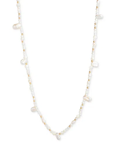 Lauren Ralph Lauren Gold-tone Beaded Strand Necklace, 32" + 3" Extender In Pearl
