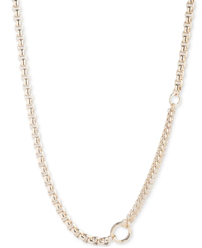 Lauren Ralph Lauren Gold-tone Crystal 17" Cable Chain Collar Necklace In Clear