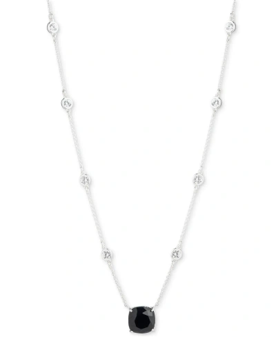 Lauren Ralph Lauren Gold-tone Crystal Cushion Pendant Necklace, 16" + 3" Extender In Jet