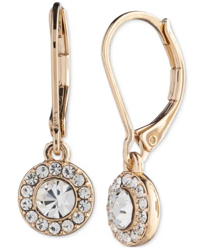 Ralph Lauren Gold-tone Crystal Halo Leverback Drop Earrings In White
