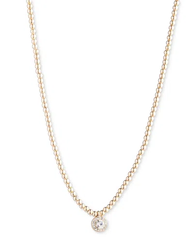 Ralph Lauren Gold-tone Crystal Halo Pendant Necklace, 16" + 3" Extender In White