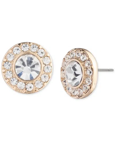 Ralph Lauren Gold-tone Crystal Halo Polished Stud Earrings In White