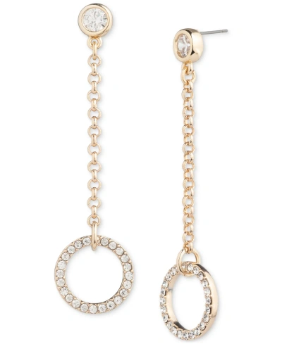 Lauren Ralph Lauren Gold-tone Crystal Rolo Chain Linear Earrings In Clear
