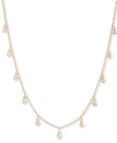 Lauren Ralph Lauren Gold-tone Crystal Shaky Frontal Necklace, 16" + 3" Extender In Clear