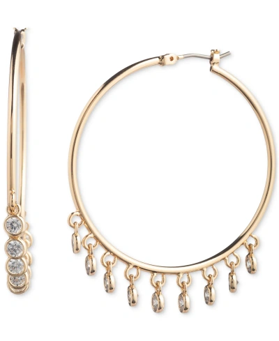 Lauren Ralph Lauren Gold-tone Crystal Shaky Hoop Earrings In Clear