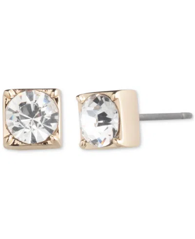 Lauren Ralph Lauren Gold-tone Crystal Stud Earrings In Crystal Wh