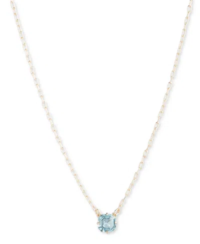 Lauren Ralph Lauren Gold-tone Cushion-cut Pink Stone Pendant Necklace, 16" + 3" Extender In Aqua Blue