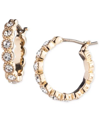 Ralph Lauren Gold-tone Extra-small Cubic Zirconia Tennis Hoop Earrings, 0.44" In White