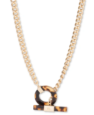Lauren Ralph Lauren Gold-tone Logo Tortoise-look Toggle 17" Collar Necklace