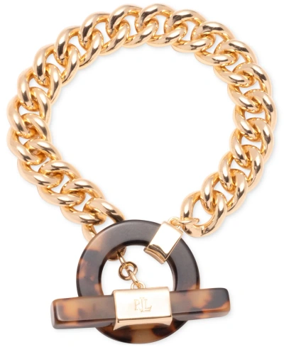 Lauren Ralph Lauren Gold-tone Logo Tortoise-look Toggle Link Bracelet