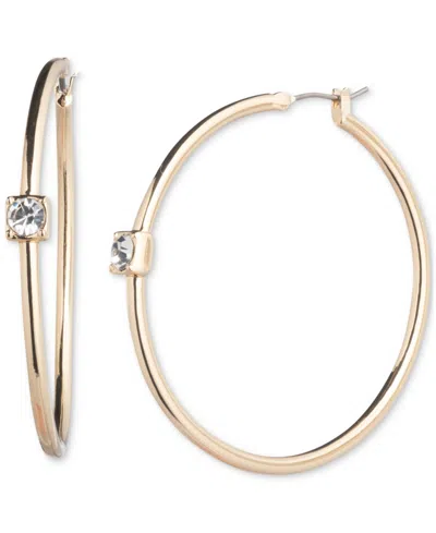 Lauren Ralph Lauren Gold-tone Medium Crystal Hoop Earrings, 1.43" In Crystal Wh