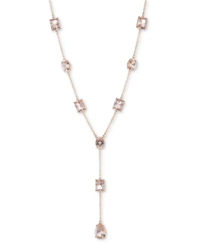 Ralph Lauren Gold-tone Mixed-cut Stone Lariat Necklace, 16" + 3" Extender In Dark Pink
