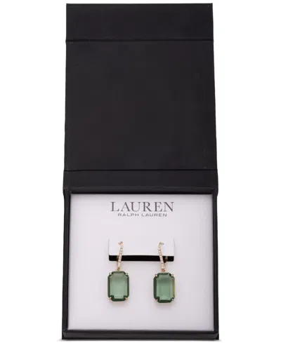Ralph Lauren Gold-tone Octagon Stone Leverback Drop Earrings In Erinite