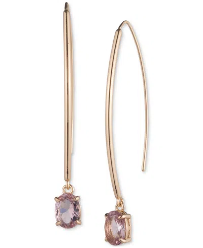 Ralph Lauren Gold-tone Oval Stone Threader Earrings In Lt. Purple