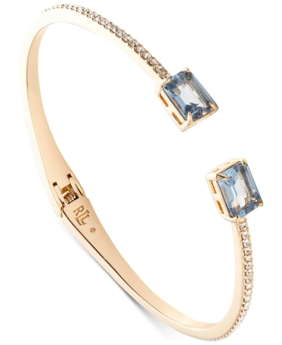 Lauren Ralph Lauren Gold-tone Pave & Color Stone Cuff Bracelet In Turquoise