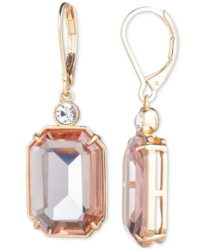 Lauren Ralph Lauren Gold-tone Pave & Color Stone Drop Earrings In Light Pink