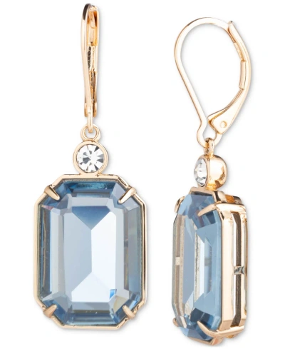Lauren Ralph Lauren Gold-tone Pave & Color Stone Drop Earrings In Turquoise