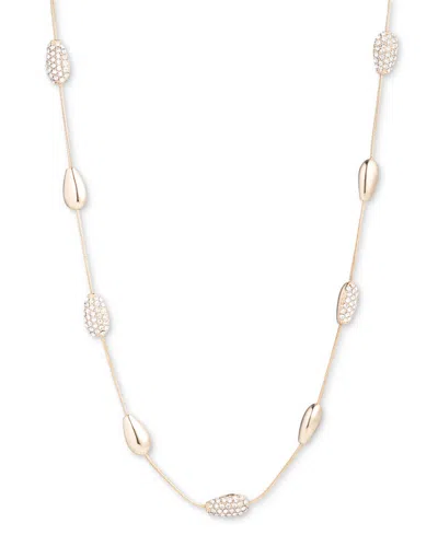 Lauren Ralph Lauren Gold-tone Pave Pear-shape Station Collar Necklace, 17" + 3" Extender In Crystal Wh