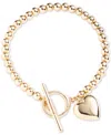 Ralph Lauren Gold-tone Puffy Heart Charm Beaded Flex Bracelet In Gold