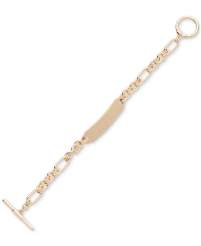 Lauren Ralph Lauren Gold-tone Script Logo Chain Toggle Flex Bracelet In Yello