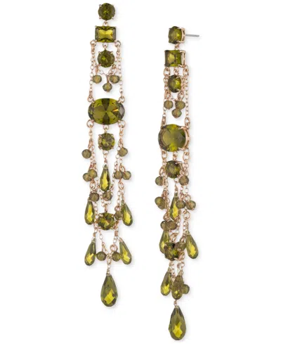 Ralph Lauren Gold-tone Shaky Bead Chandelier Earrings In Green