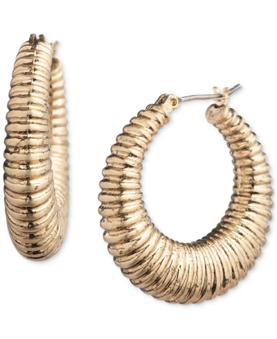 Lauren Ralph Lauren Gold-tone Small Textured Hoop Earrings, 0.66" In Yello