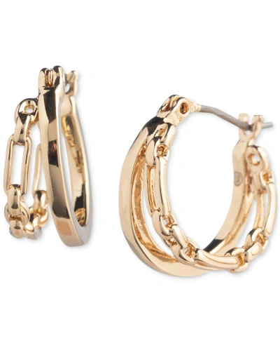 Lauren Ralph Lauren Gold-tone Split Chain Link Hoop Earrings In Yello