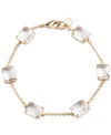 Ralph Lauren Gold-tone Square Stone & Fine Chain Link Bracelet In Crystal Wh